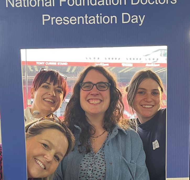 Image of foundation faculty using the NFDPD selfie frame